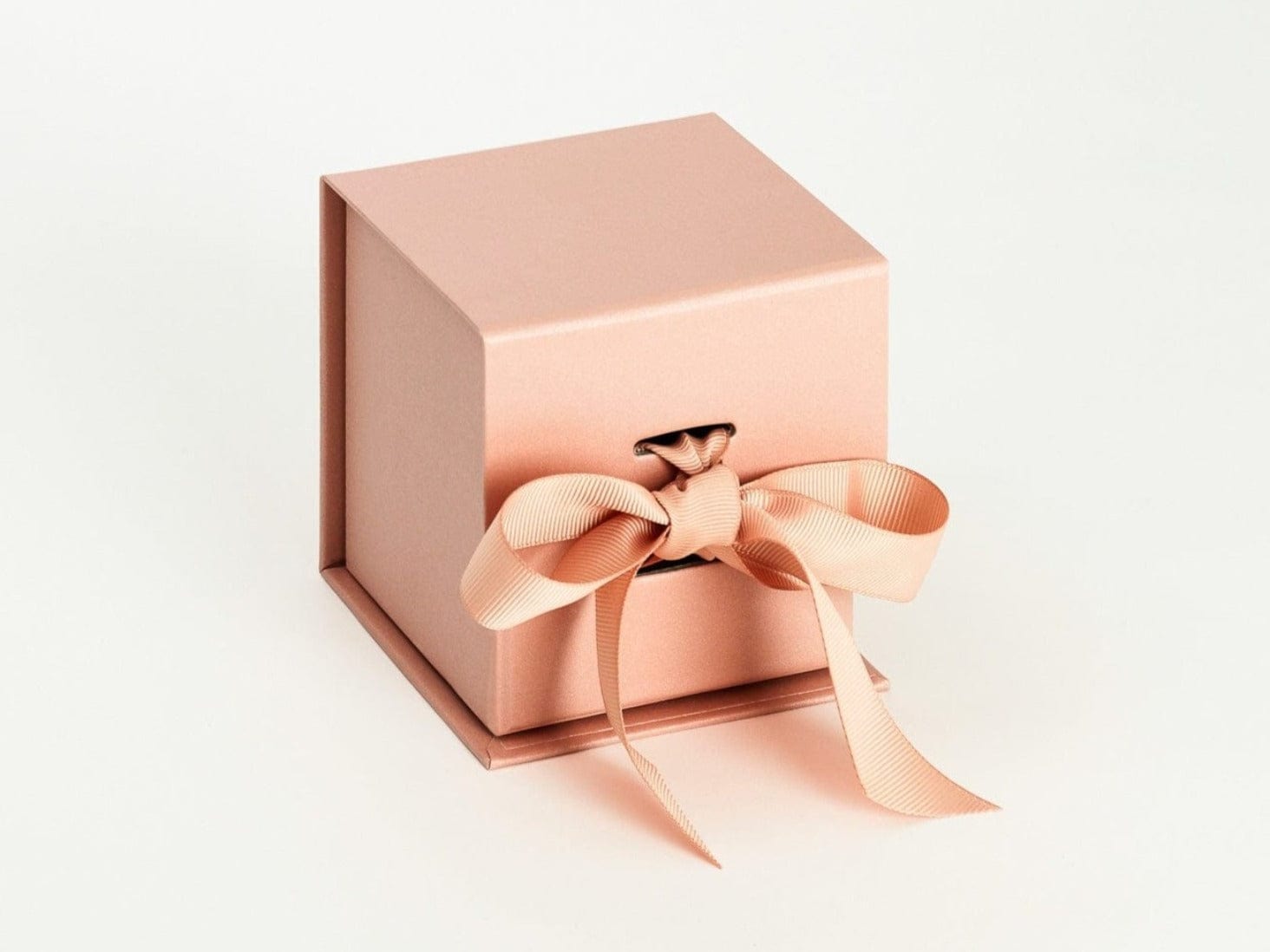 Rose Gold Small Cube Gift Box Supplied with Ribbon