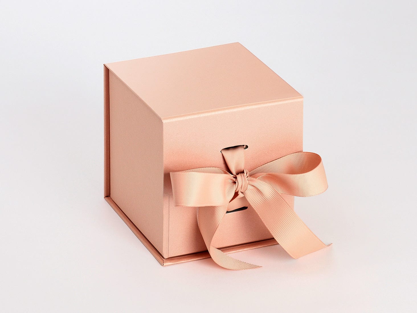 Rose Gold Large Cube Folding Gift Box with Ribbon