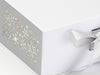 Sample Silver Snowflake FAB Sides® Featured on White A5 Deep Gift Box Close Up