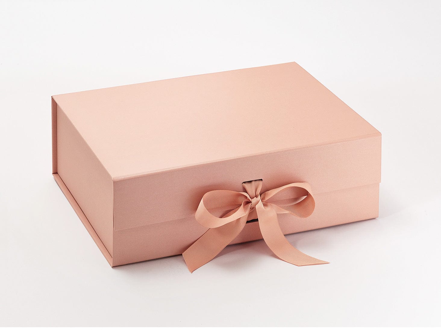 Rose Gold A4 Deep Luxury Gift Box sample with changeable ribbon