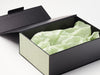 Black No Magnet Gift Box with Sage Green Linen FAB Sides and Seafoam Green Tissue