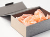 Sample Hessian Linen FAB Sides® Featured on Grey Linen Gift Box with Peach Tissue Paper