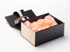 Black A5 Deep No Magnet Gift Box with Peach Tissue Paper, Hessian Linen FAB Sides® and Peach Fuzz Ribbon