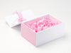 White A5 Deep Gift Box with Rose Pink Tissue Paper, Pink Linen FAB Sides® and Tulip Ribbon