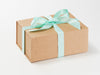 Natural Kraft A5 Deep No Magnets Gift Box with Aqua Satin Ribbon