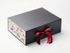 Black A4 Deep No Magnet Gift Box with Mexican Mix FAB Sides® and Radiant Red Ribbon