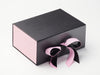 Black A5 Deep No Magnet Gift Box with Pink Linen FAB Sides® and Tulip Ribbon