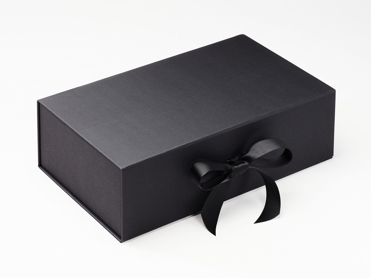 Black Double Bottle Gift Box with Changeable Ribbon Assembled