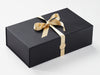 Black Double Bottle Gift Box Featuring Gold Sparkle Wrapped Ribbon and Gold Wax Seal