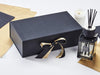 Black Double Bottle Gift Box Featured with Gold sparkle Double Ribbon