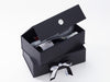 Black Double Bottle Gift Box Featured with White Wax Seal and Ribbon