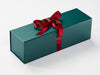 Forest Green Single Bottle Box with Red Satin Ribbon and Red Wax Seal. Ideal with Red Tissue Paper