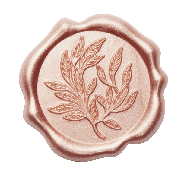 Rose Gold Wax Seal Featuring Leaf Sprig Design