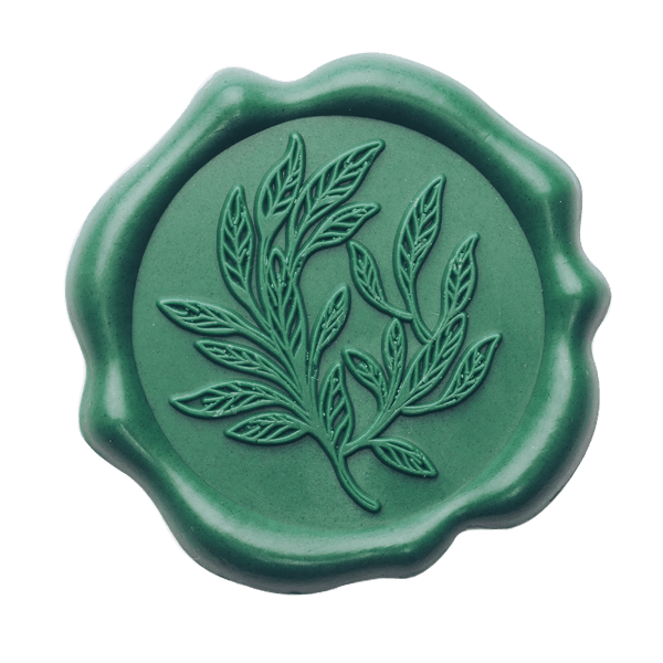 Forest Green Wax Seal Featuring Leaf Sprig Design