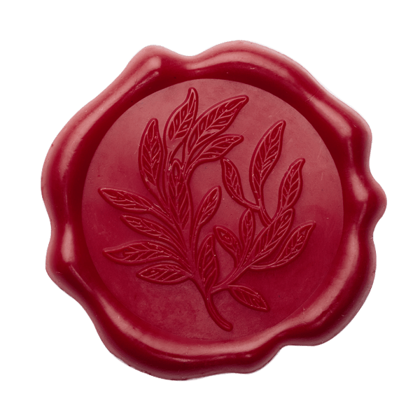 Red Wax Seal Featuring Leaf Sprig Design