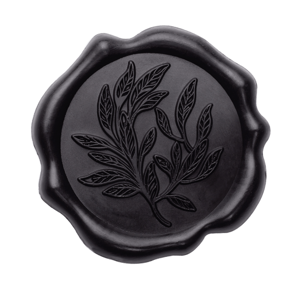 Black Wax Seal with Leaf Sprig Design