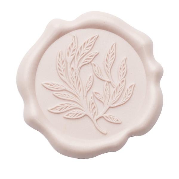 Pale Pink Wax Seal Featuring Leaf Sprig Design