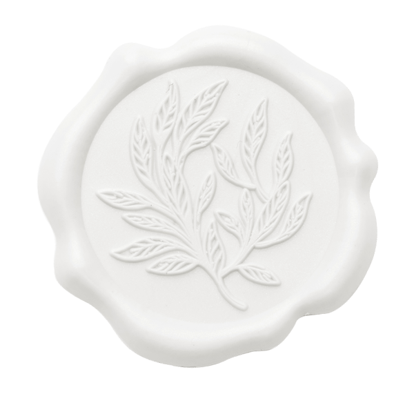 White Wax Seal Featuring Leaf Sprig Design