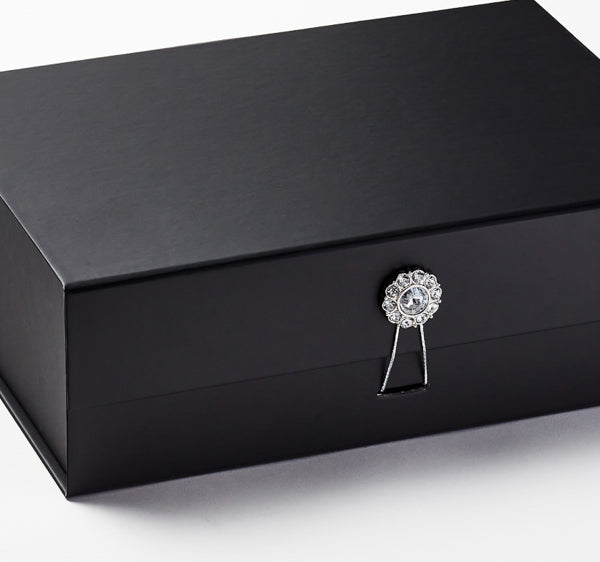 Decorative Gift Box Closures Including Gemstones