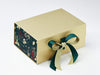 Forest Green Xmas Pine Cones FAB Sides® Featured on Gold A5 Deep Gift Box with Hunter Green Ribbon