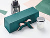 Forest Green Single Bottle Gift Box with Rose Gold Sparkle Ribbon