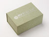 Sage Green Linen A5 Deep Gift Box with Silver Foil Custom Logo