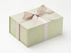 Sage Green Linen A5 Deep Gift Box with Stone Ribbon
