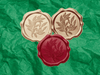 Red, Gold and Copper Wax Seal Featured with Emerald Green Tissue Paper