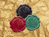 Gold Tissue Paper with Black, Red and Forest Green Wax Seals