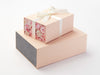 Hessian Linen No Magnet Gift Boxes Featuring Pink Peony and Grey Linen FAB Sides®