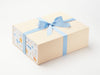 Hessian Linen A4 Deep Gift Box with Rainbow Zoo FAB Sides® and French Blue Ribbon