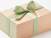 Sage Green Linen Fabric FAB Sides® Featured on Kraft Gift Box with Spring Moss Ribbon