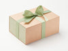 Sample Sage Green Linen FAB Sides®  on Kraft No Magnets Gift Box with Spring Moss Ribbon