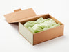 Natural Kraft A4 Deep Gift Box with Sage Green Linen Side Panels and Seafoam Green Tissue Paper