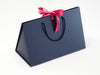 Navy Blue Large BoxBag with Hot Pink Satin Ribbon. Ideal with Hot Pink Tissue Paper