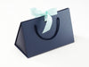 Navy Blue Medium BoxBag with Crystaline Ribbon. Ideal for Mint Green Tissue Paper