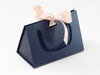 Small Navy Blue BoxBag™  Featured with Peach Satin Ribbon