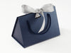 Small Navy Blue BoxBag™  Featiring Silver Sparkle Satin Ribbon