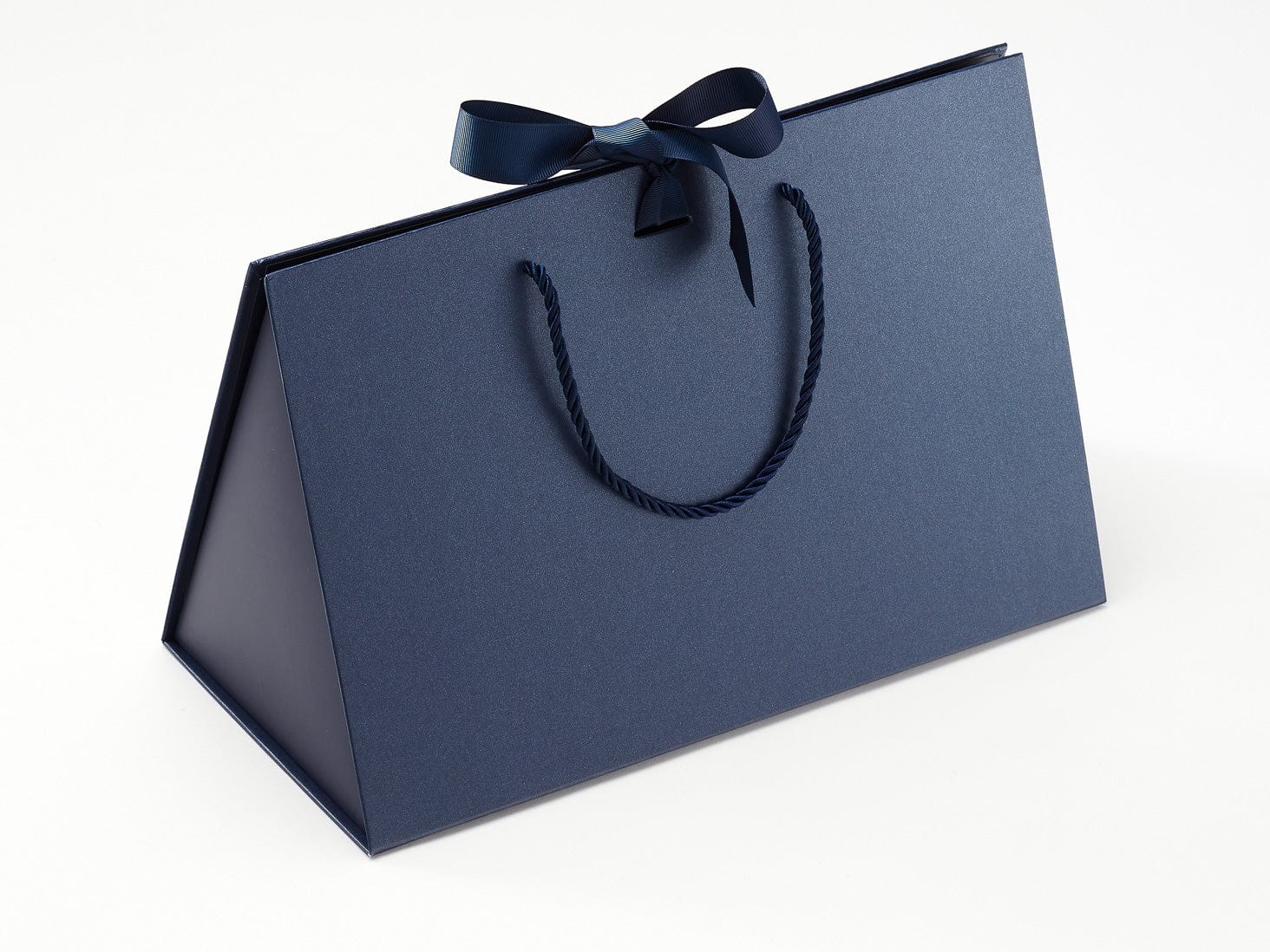 Large Navy Blue BoxBag™ Supplied with Navy Blue Ribbon and Rope Handles