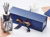 Navy Blue Single Gift Bottle Box Featured with Copper Double Ribbon