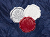 Navy Tissue Paper with White, Silver and Red Wax Seals