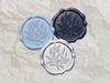 Pale Blue, Navy Blue and Silver Wax Seals Featured with Pale Grey Tissue Paper