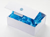 Pale Blue Wax Seal Featured on WEhite A4 Deep No Magnets Gift Box with Porcelain Blue Tissue Paper