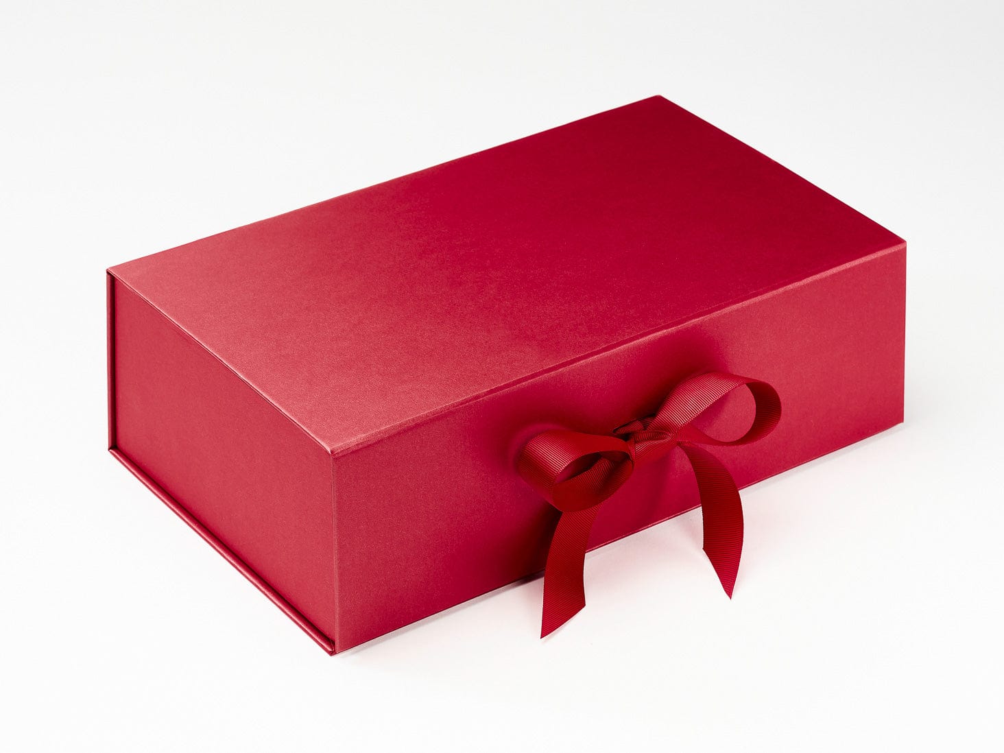 Red Double Bottle Gift Box with Changeable Ribbon Assembled