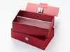 Red Double Bottle Box Featuring Silver Wax Seal, Silver Insert and Silver Sparkle Double Ribbon. Insert Available To Purchase Separately