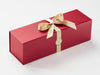 Red Single Bottle Gift Box with Wrapped Gold sparkle Ribbon and Gold Wax Seal