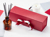 Red Single Bottle Gift Box with Silver Satin Double Ribbon