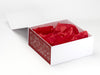 Red Tissue Paper Featured with White Gift Box and Red Snowflake FAB Sides®