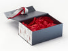 Red Tissue Paper Featured with Xmas Tree Modern FAB Sides® on Pewter A5 Deep Gift Box