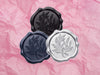 Rose Pink Tissue Paper with Black, Navy Blue and Silver Wax Seals